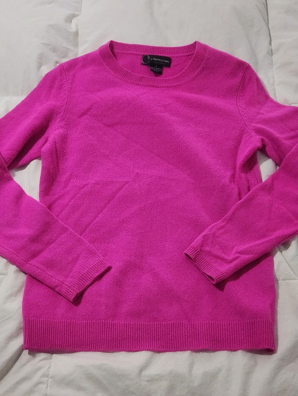 C by Bloomingdale’s 2 Ply Cashmere Crewneck Sweater Pink Sz S